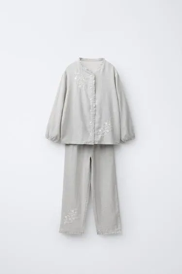 2-6 лет/ пижама с вышивкой в виде цветов- Заказать в России