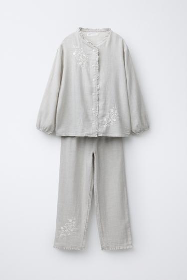 Zara 6-14 лет/пижама с вышивкой «цветы»
