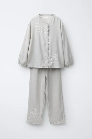 6-14 лет/пижама с вышивкой «цветы»- Заказать в России