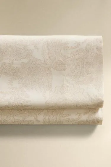 Простыня с рисунком пейсли из хлопкового сатина