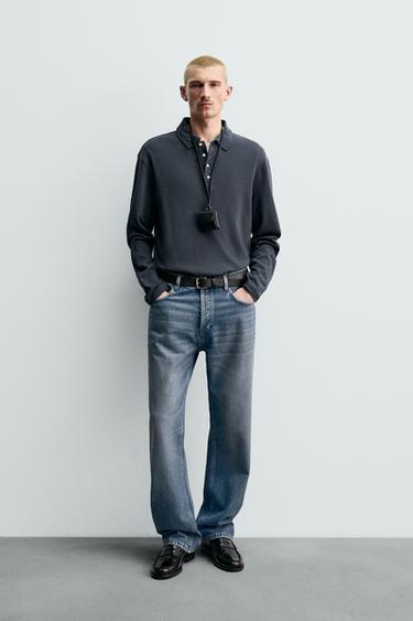 Zara Поло с текстурой «под бархат» из коллекции ORIGINS