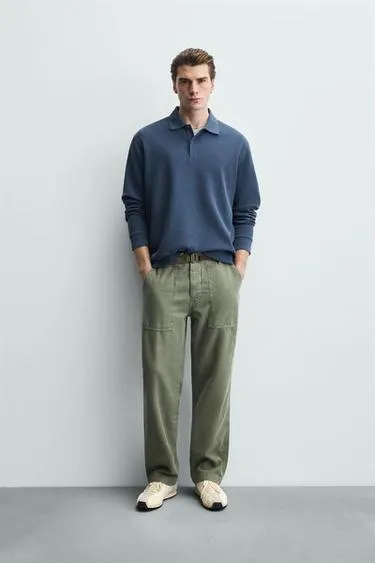 Поло в полоску из рельефного трикотажа