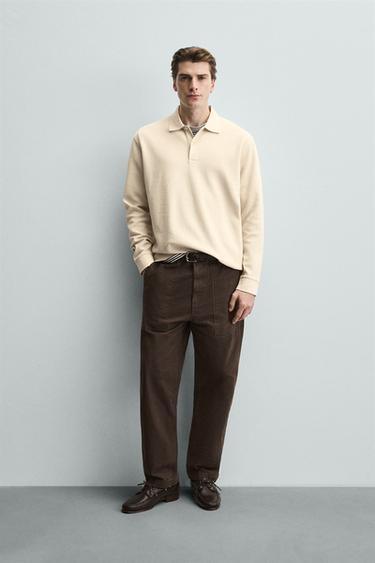 Zara Поло в полоску с рельефной текстурой