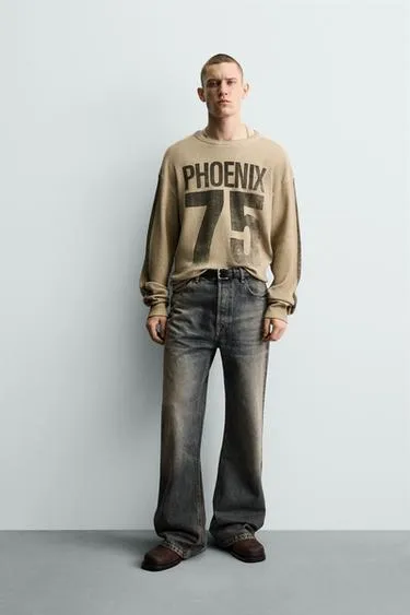 Толстовка с вафельной структурой и принтом- Заказать в России