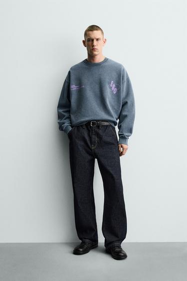 Zara Толстовка с эффектом потертости с надписями