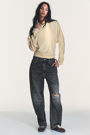 Zara Футболка с боковой драпировкой