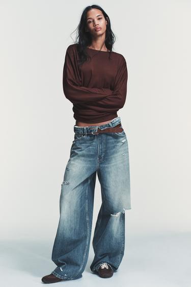 Zara Футболка с боковой драпировкой