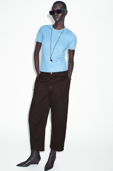 Zara Свитер с короткими рукавами из мягкого трикотажа купить с доставкой.