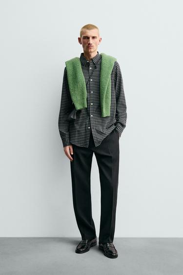 Zara Рубашка клетчатая с добавлением шерсти ORIGINS