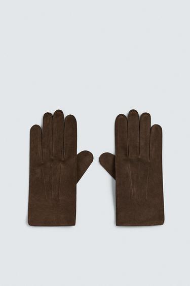 Zara Перчатки из замши и кожи ZARA 