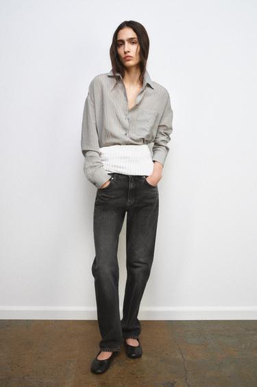 Zara Рубашка свободного кроя в полоску — ZW COLLECTION