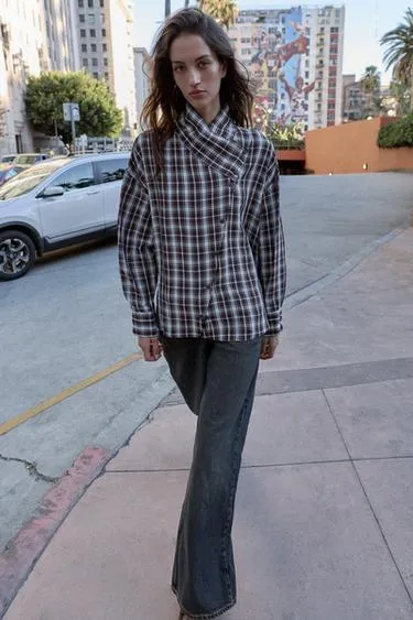 Рубашка в клетку с запахом