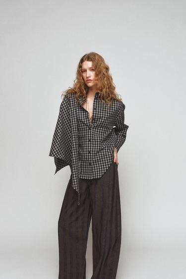 Zara Рубашка в клетку с платком — ZW COLLECTION