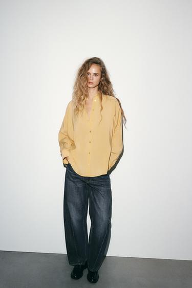 Zara Рубашка оверсайз струящегося покроя