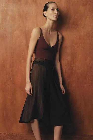 Юбка с ремнем и контрастными деталями — ZW COLLECTION