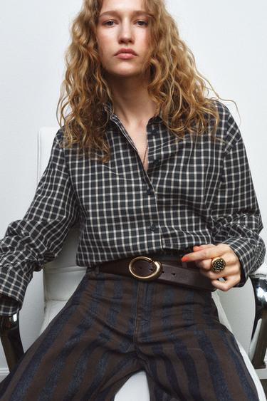 Zara Ремень из 100% кожи с овальной пряжкой