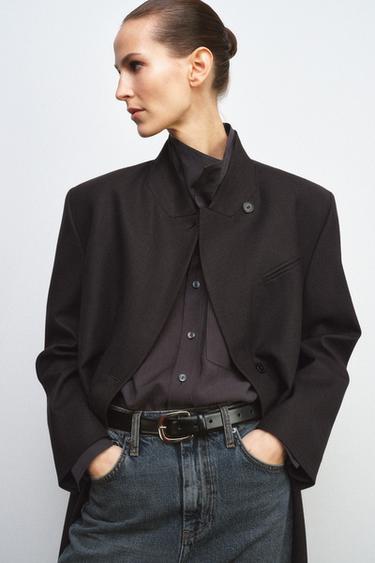 Zara Ремень из 100% кожи с квадратной пряжкой