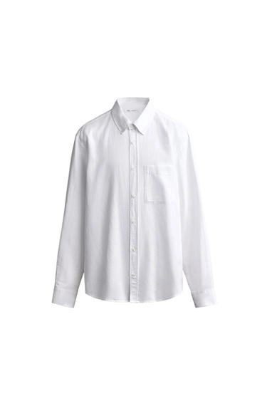 Рубашка regular fit из хлопка и льна