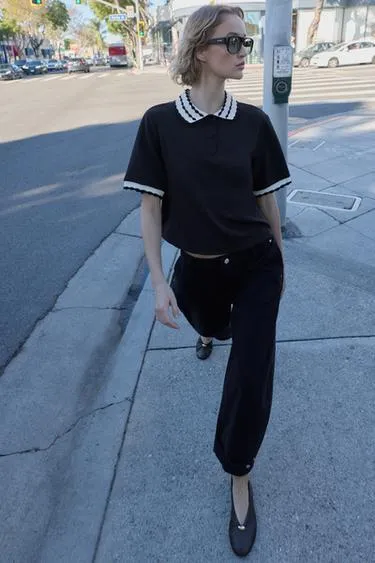 Топ поло комбинированный