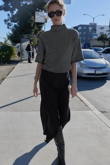 Комбинированное платье миди- Заказать в России