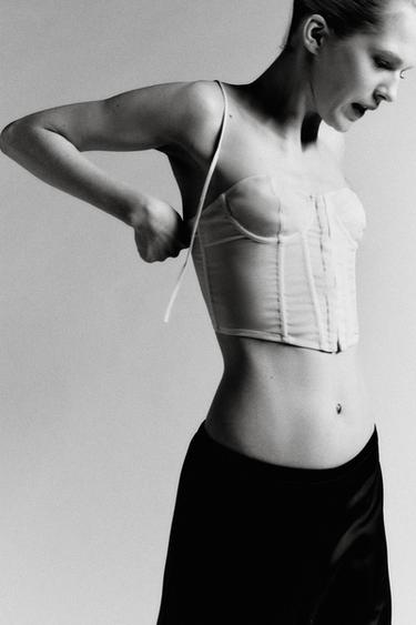Zara Корсет на косточках со шнуровкой