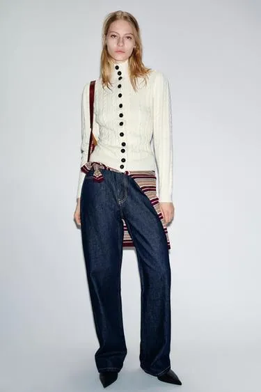 Вязаный кардиган с косами- Заказать в России