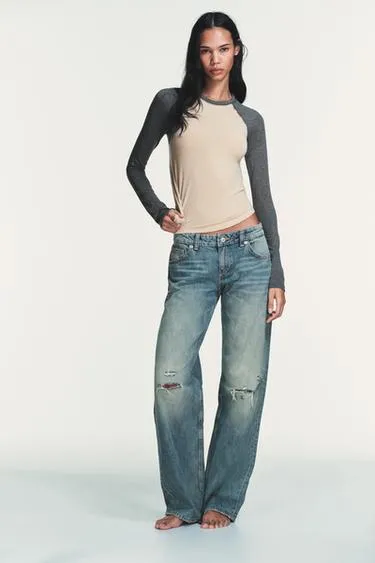 Джинсы TRF WIDE-LEG с низкой посадкой- Заказать в России