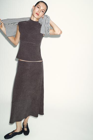 Zara Мягкий топ с высоким воротником