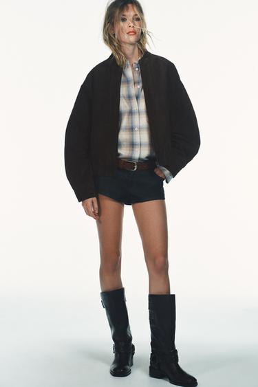 Zara Бомбер из 100% замши