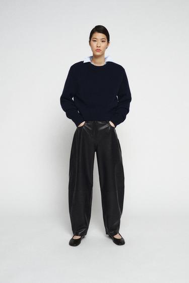 Zara Брюки-баррель из кожи ZW COLLECTION LIMITED EDITION