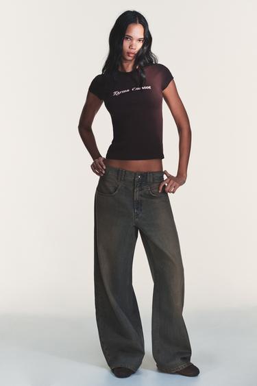 Zara Футболка с надписью спереди