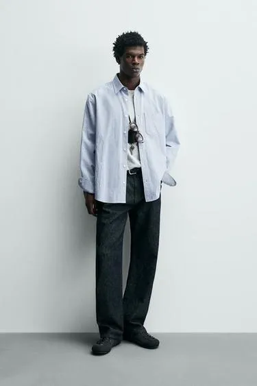 Рубашка в полоску с жатым эффектом