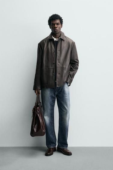 Кожаная куртка с карманами- Заказать в России