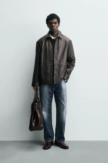 Кожаная куртка с карманами- Заказать в России