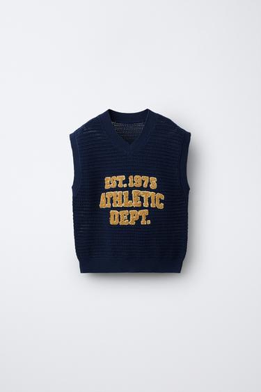 Zara Трикотажный жилет с текстурным текстом купить с доставкой.