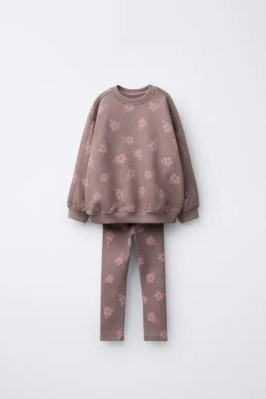 Комплект из толстовки и легинсов с цветочным принтом- Заказать в России