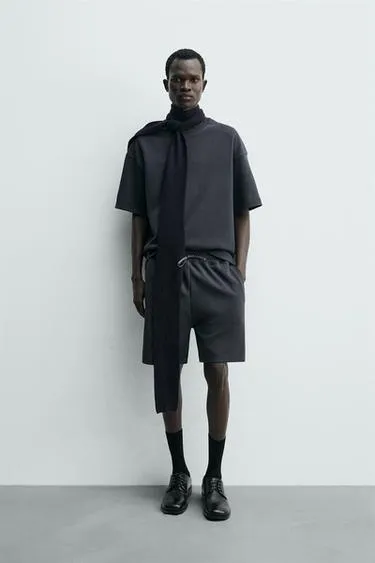 Шорты-джоггеры RELAXED FIT из ткани интерлок