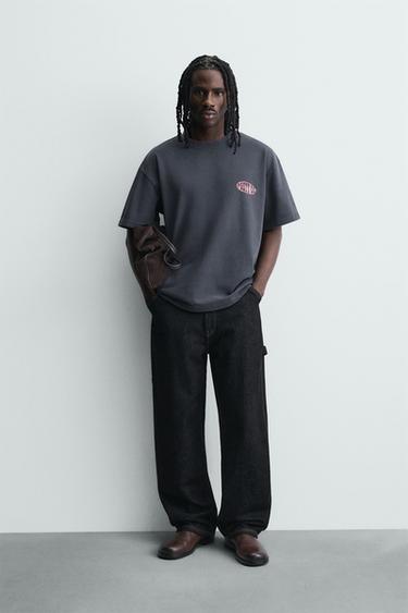 Zara Толстовка с эффектом потертости с графическим принтом POST MALONE ™