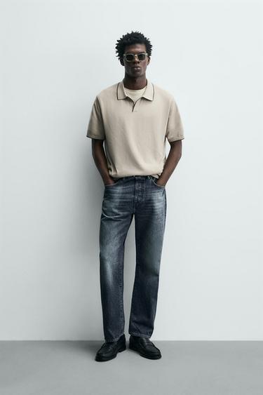 Zara Поло из контрастного вязаного ребра купить с доставкой.