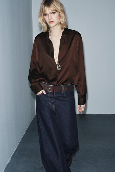 Zara Атласная рубашка ZW COLLECTION