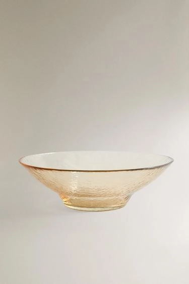 TEXTURED GLASS SALAD BOWL