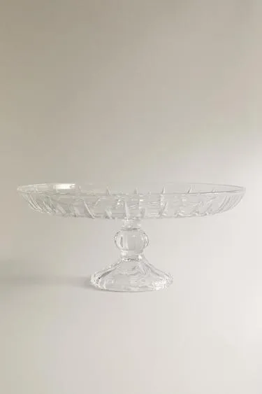 Стеклянная подносная тарелка с выпуклым алмазным дизайном