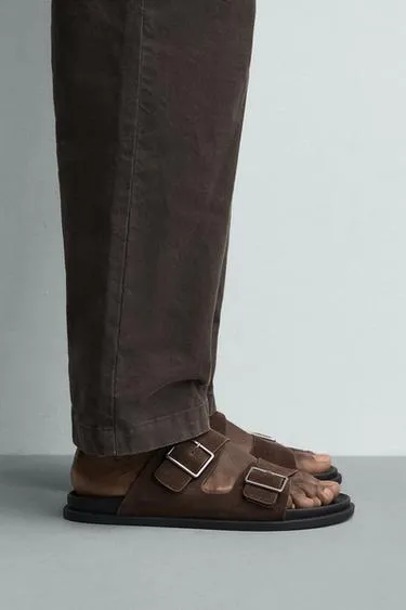 Кожаные сандалии с двойным ремешком