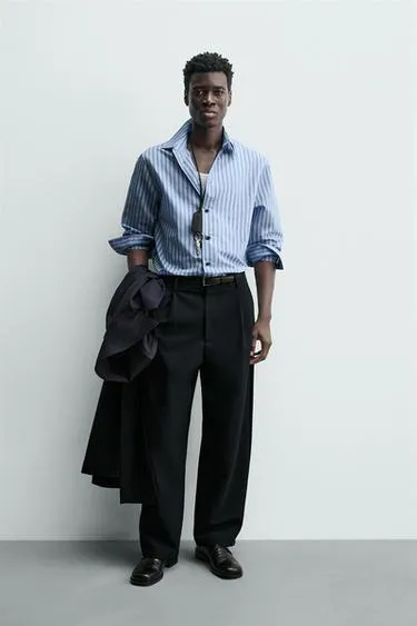 Рубашка свободного кроя в полоску