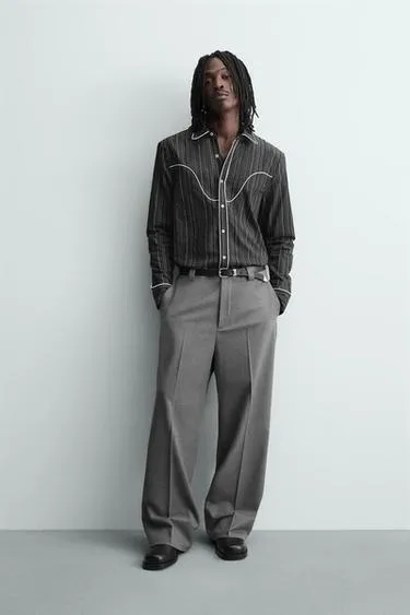 Рубашка в ковбойском стиле с контрастными вставками