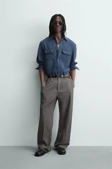 Рубашка свободного кроя с карманами- Заказать в России