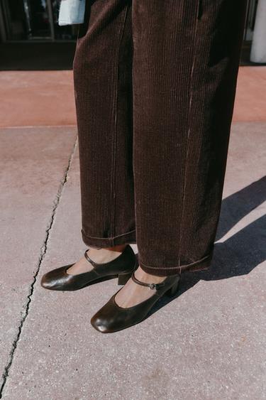 Zara Кожаные туфли на каблуке