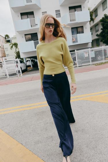 Zara Трикотажный свитер с V-образным вырезом