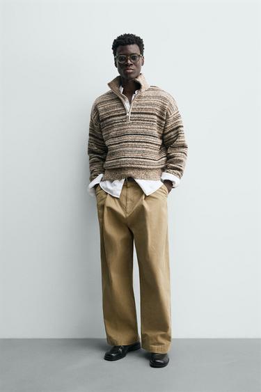 Zara Свитер с воротником на молнии из скрученной пряжи купить с доставкой.