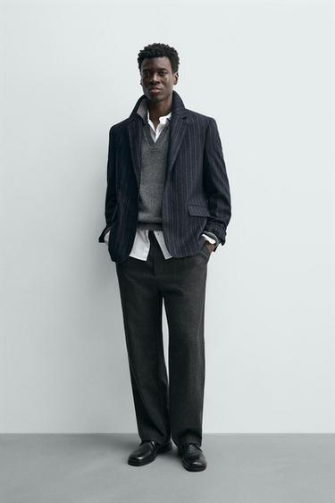 Zara Фланелевый блейзер в полоску купить с доставкой.